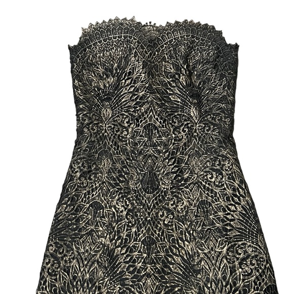 JONATHAN SIMKHAI*Gold Brushed Strapless Guipure Lace Cocktail Dress**Small $1495 - Picture 3 of 9